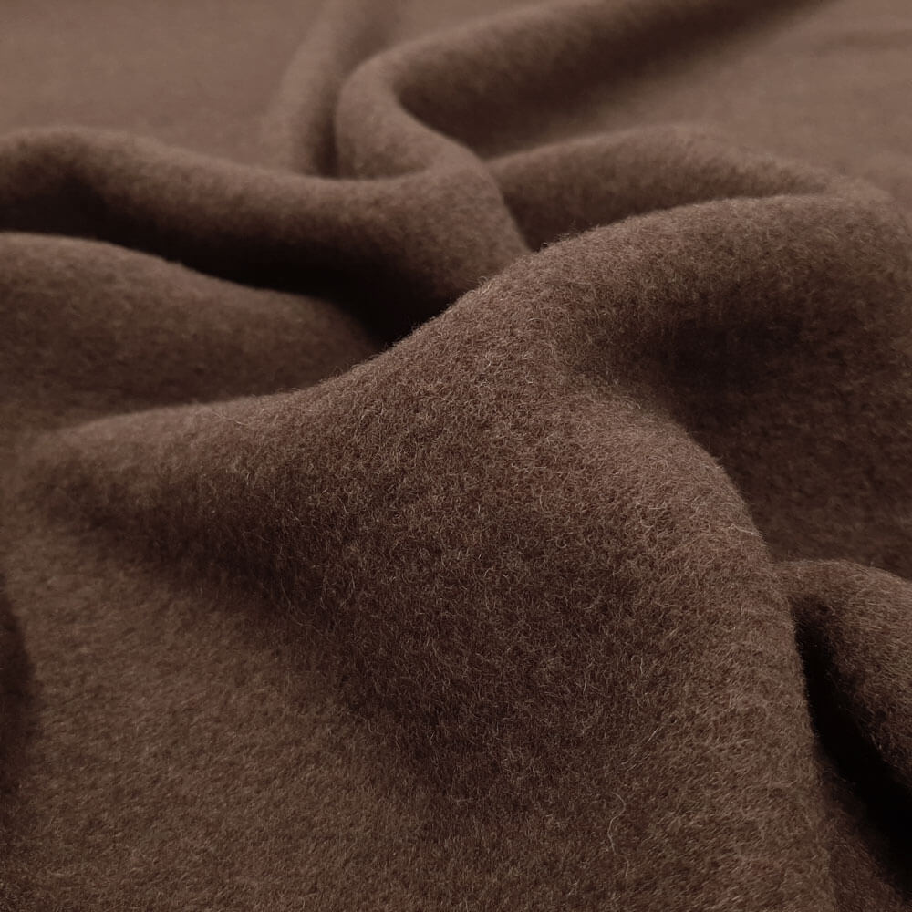 Sofia - fleece av merinoull, mjuk velour av ull - Tobaksbrun / Beige