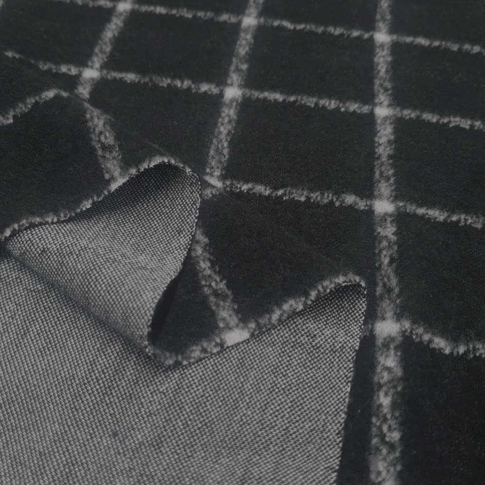 Nadi - Rutig stickad tröja med mikrofleece-effekt (borstad)