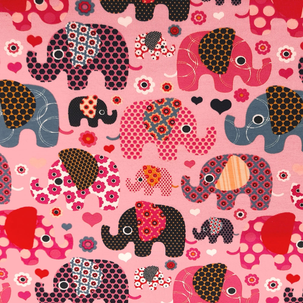 Elephant Cotton Jersey - Rosa