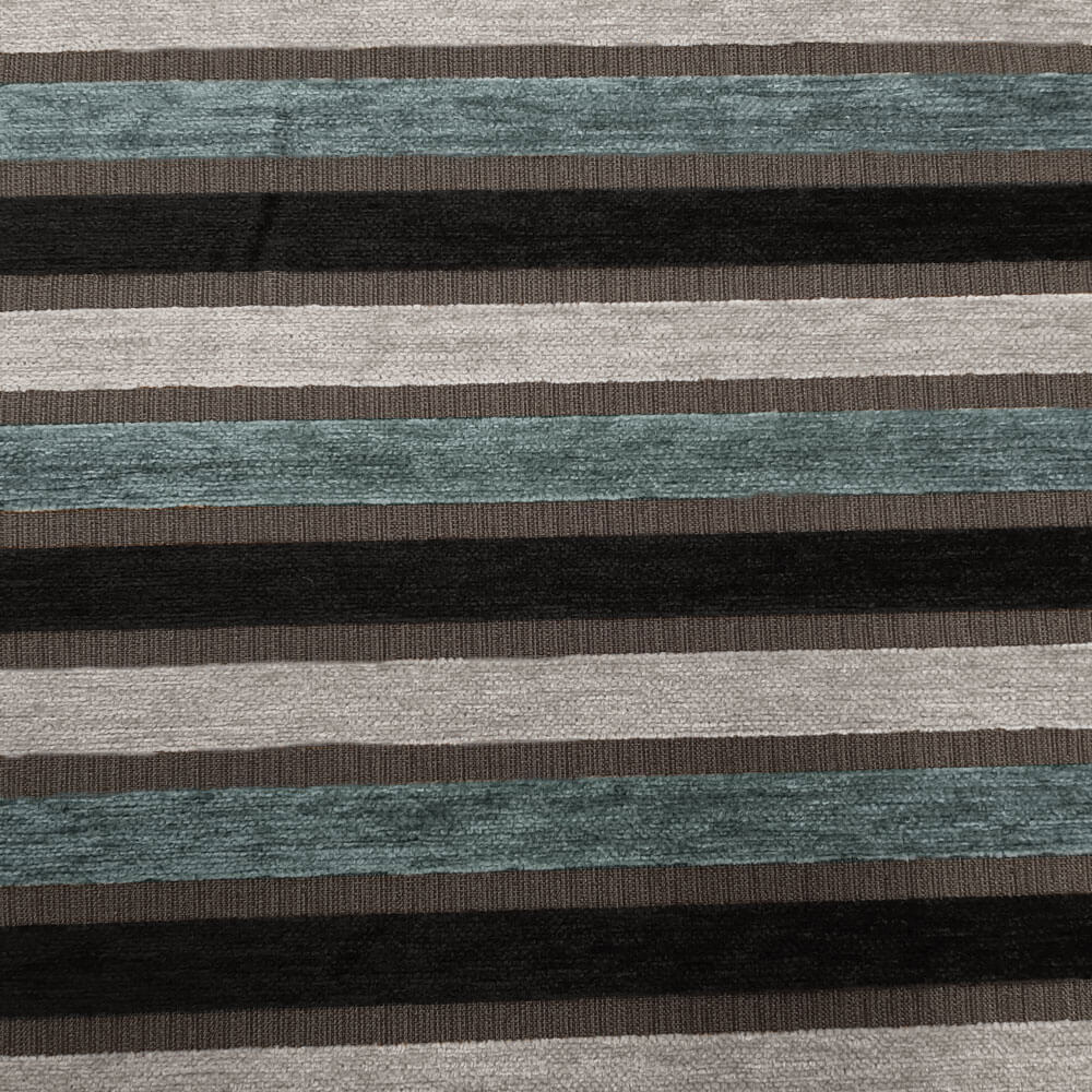 Aika - Dekorations- och möbeltyg med ränder - Antracit (Ljusgrå,Petrol,Svart)