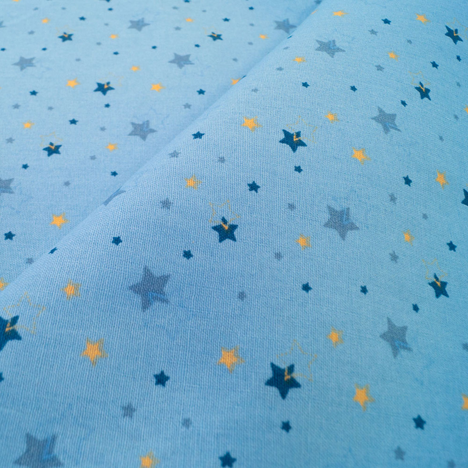 Bomullstyg - stjärnhimmel - Ljusblå